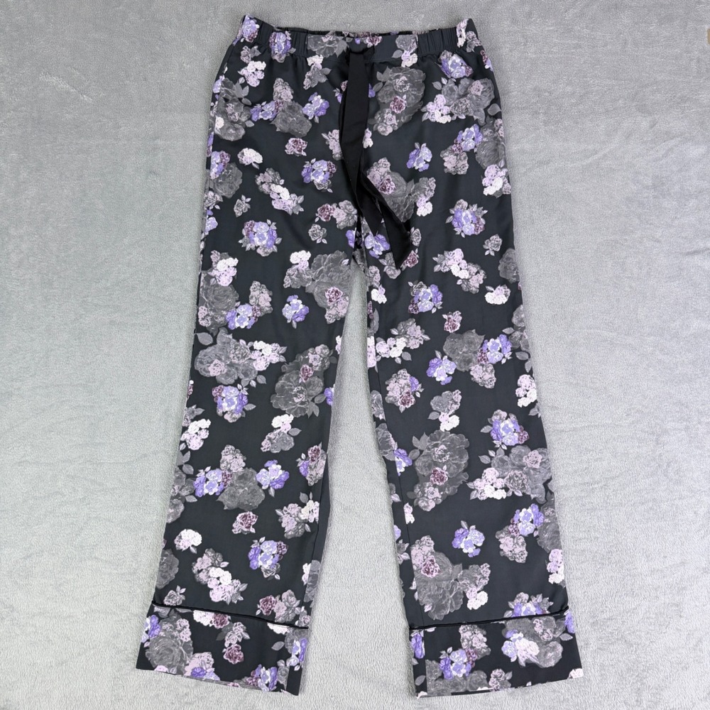 Simply Vera Vera Wang Floral Pajama Pants Wide Leg Medium Womens Grey Purple